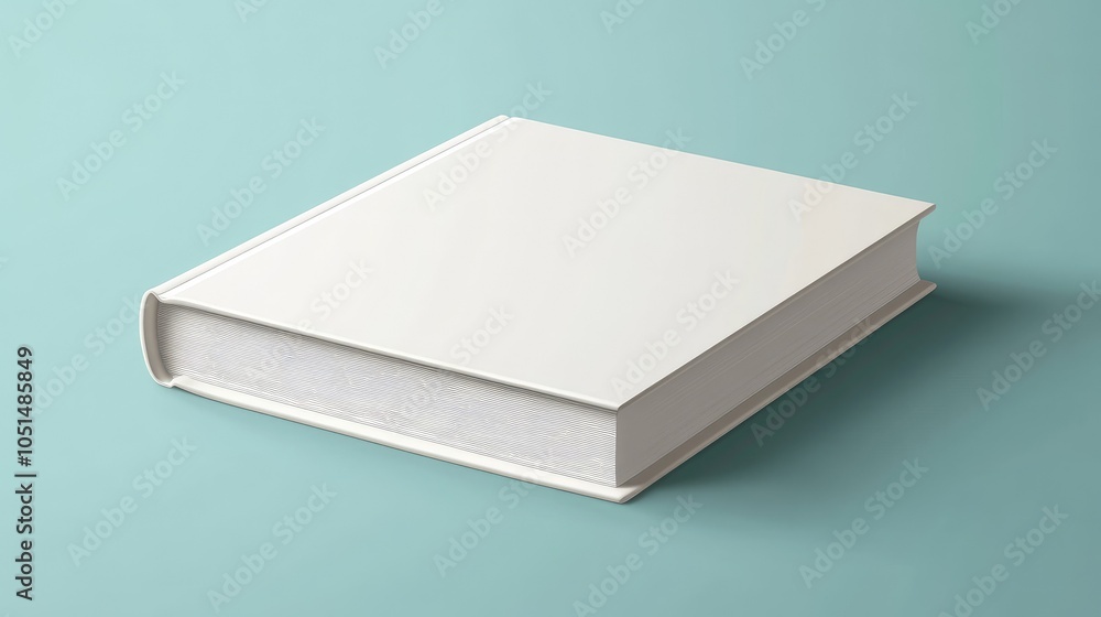 A realistic mockup of a closed standing book with a clean white hardcover, 3D-rendered in a vector illustration with shadow effects A realistic mockup of a closed standing book with a clean white hardcover, 3D-rendered in a vector illustration with shadow effects