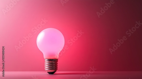 Iight bulb on pink background	
 photo