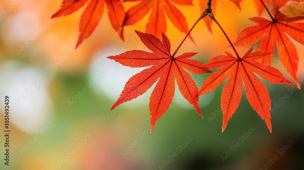 Vibrant red maple leaves contrast against a soft, blurred green background, showcasing the beauty of autumn foliage. Vibrant red maple leaves contrast against a soft, blurred green background, showcasing the beauty of autumn foliage.