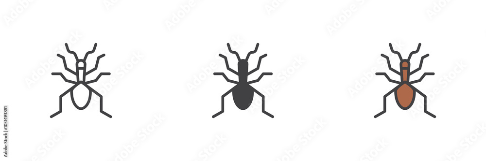 Meloe beetle different style icon set Meloe beetle different style icon set