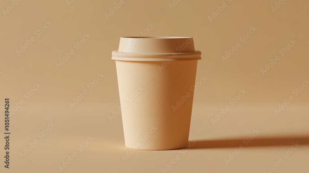 A clay mock-up of a coffee cup, rendered in soft, neutral tones with customizable branding options, ideal for minimalist presentations A clay mock-up of a coffee cup, rendered in soft, neutral tones with customizable branding options, ideal for minimalist presentations