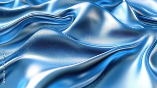 Wallpaper Mural A wavy blue fabric with ripples, rendered in a 3D abstract scene, showing dynamic light and soft flowing effects Torontodigital.ca