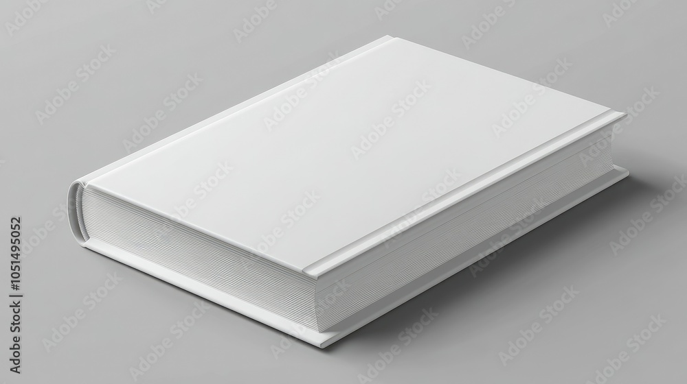 A white hardcover book standing closed in a realistic 3D vector mockup, showcasing simple and minimalist design A white hardcover book standing closed in a realistic 3D vector mockup, showcasing simple and minimalist design