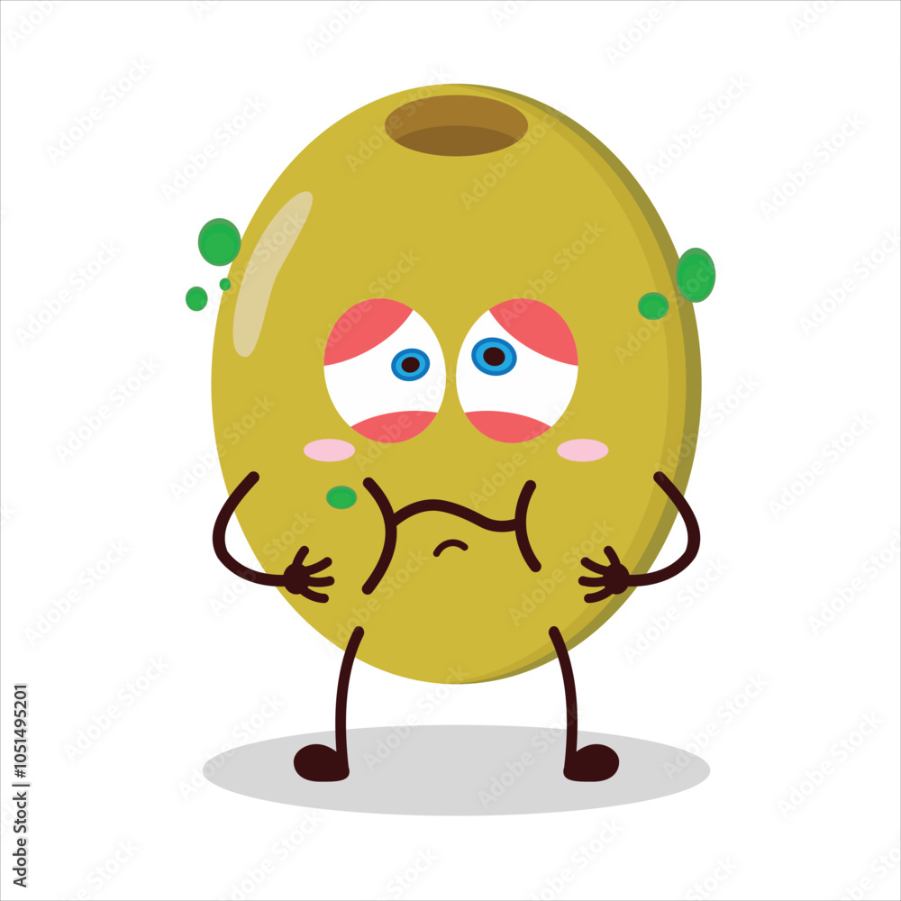 Obraz premium cute sick expression of olive character