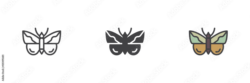 Obraz premium Butterfly different style icon set