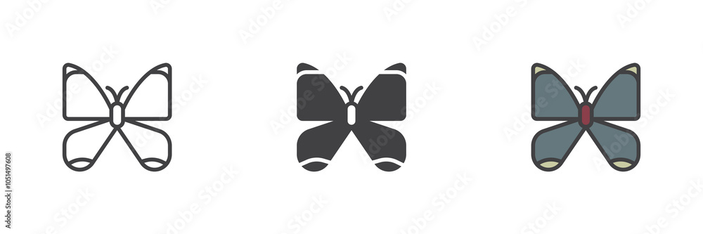 Naklejka premium Butterfly different style icon set