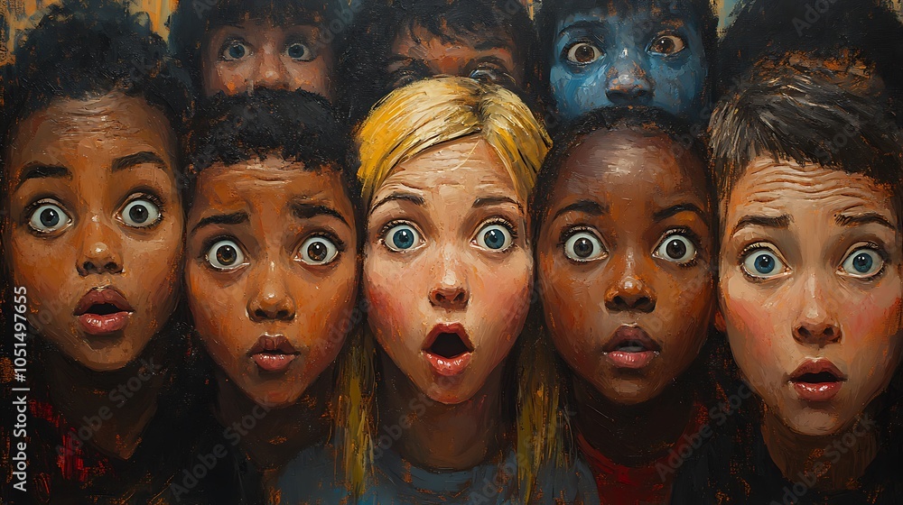 Obraz premium Group of People with Eyes Wide Open in Surprise 