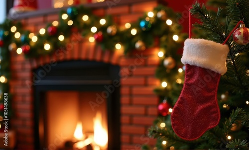 Christmas gifts tree lanterns fireplace mitten holiday