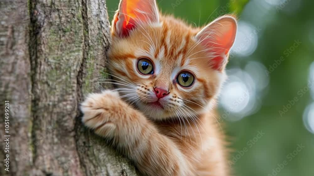 Curious Kitten Climbing a Tree Curious Kitten Climbing a Tree