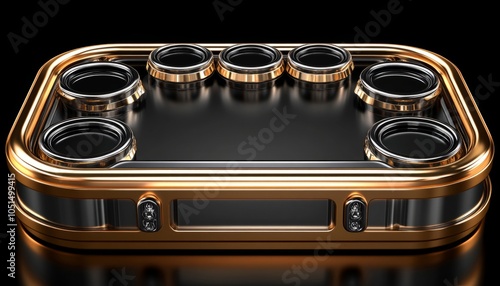 Gold and Black Circular Display Stand with Six Indents