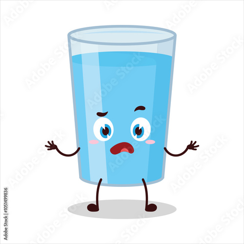 cute don't know expression glass of water character