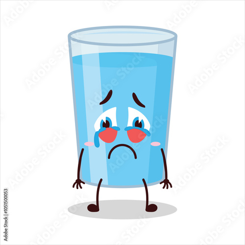cute cry expression glass of water character