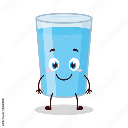 cute smile expression glass of water character