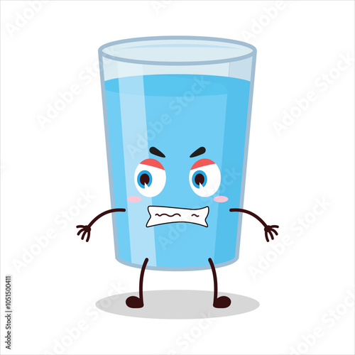 cute angry expression glass of water character