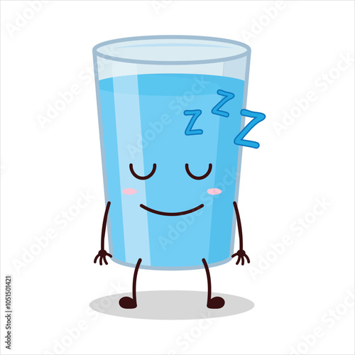 cute sleep expression glass of water character