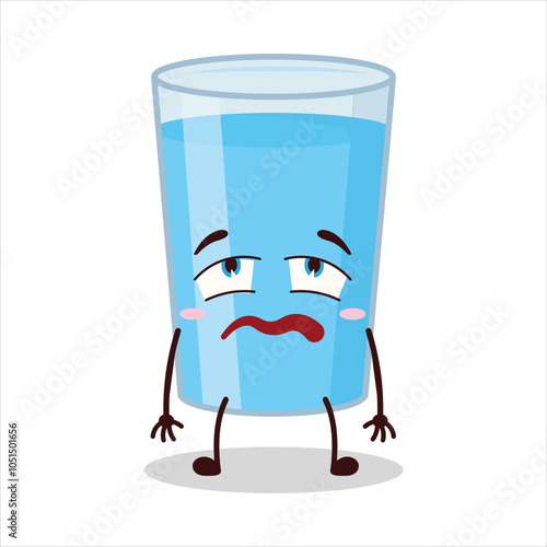 cute bored expression glass of water character