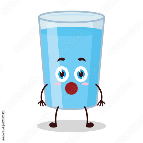 cute shocked expression glass of water character