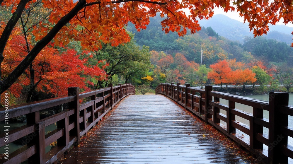 Wooden Bridge Forest at November Autumn Fall Season Wallpaper Wooden Bridge Forest at November Autumn Fall Season Wallpaper