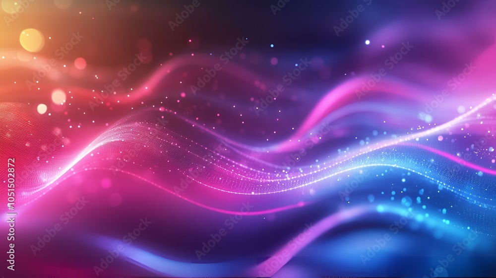 Fototapeta premium Ethereal Light Waves in Neon Pink and Blue Creating Dynamic Motion Pattern