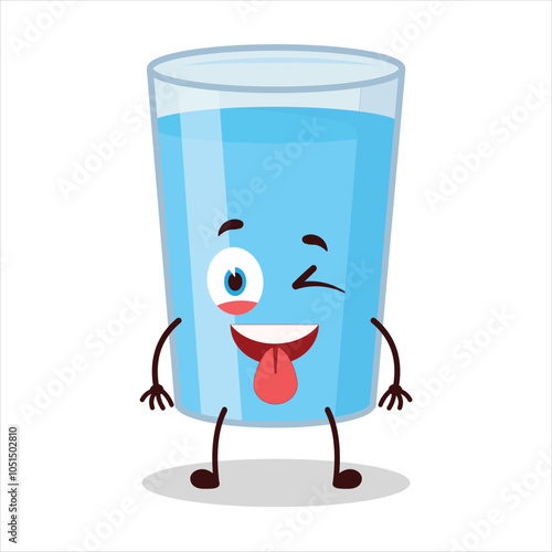 cute teased expression glass of water character