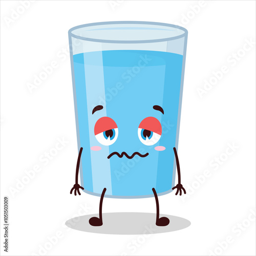 cute grumpy expression glass of water character