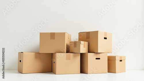 Empty cardboard box on a white background. Copy space.