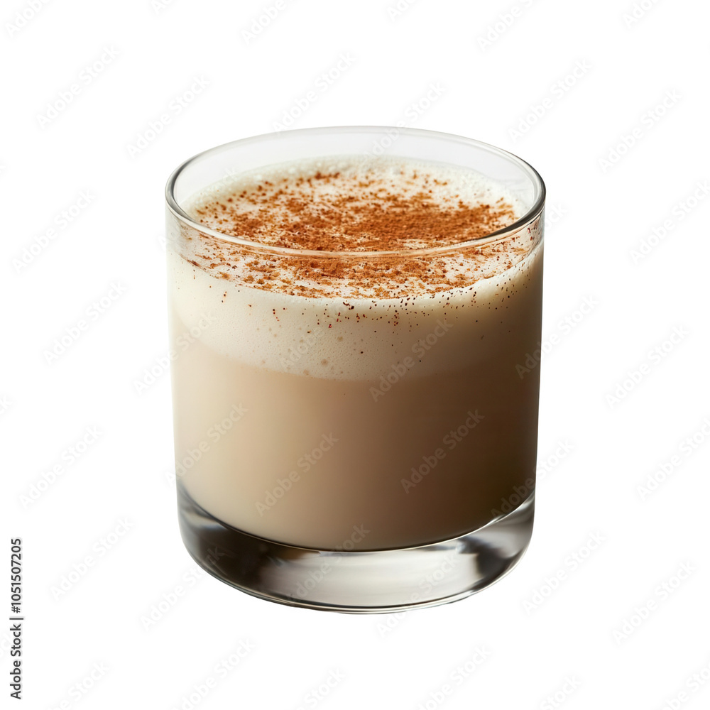 Creamy dessert drink topped with cinnamon, isolated on transparent background Creamy dessert drink topped with cinnamon, isolated on transparent background
