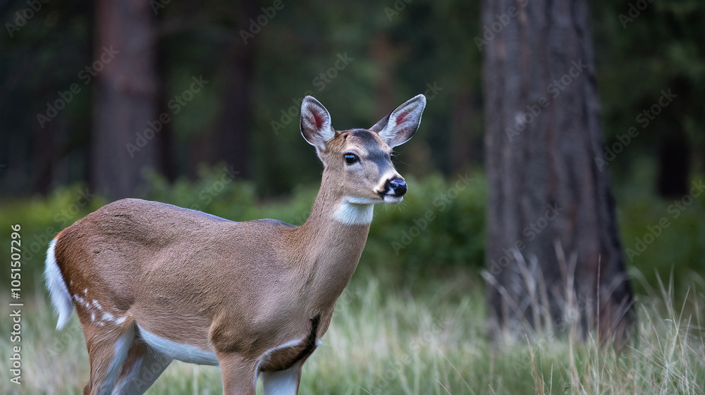 Fototapeta premium Whitetailed Deer in Forest Meadow