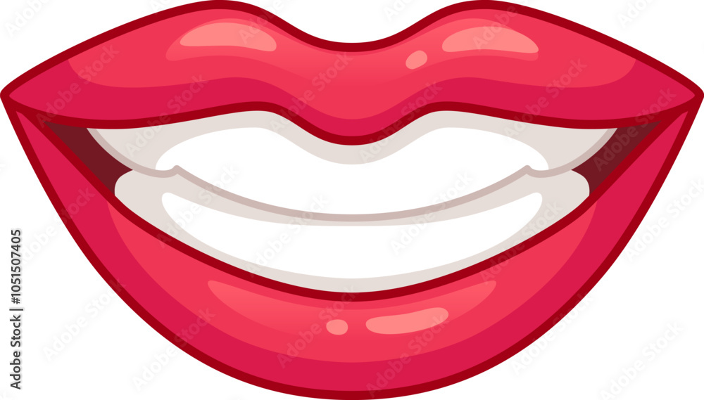 Close up of perfect smile with white teeth and red shiny lips, expressing happiness and good mood. Close up of perfect smile with white teeth and red shiny lips, expressing happiness and good mood.