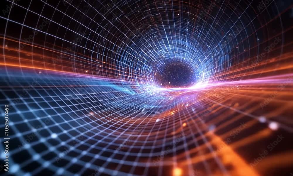 Abstract Digital Tunnel with Starry Background Abstract Digital Tunnel with Starry Background