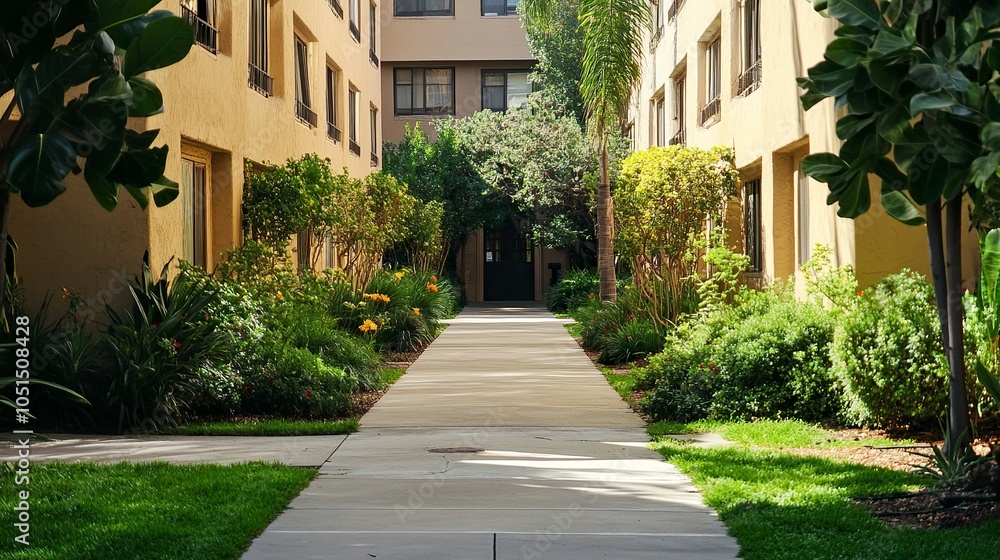 Landscaping outside the apartment building,generative ai Landscaping outside the apartment building,generative ai