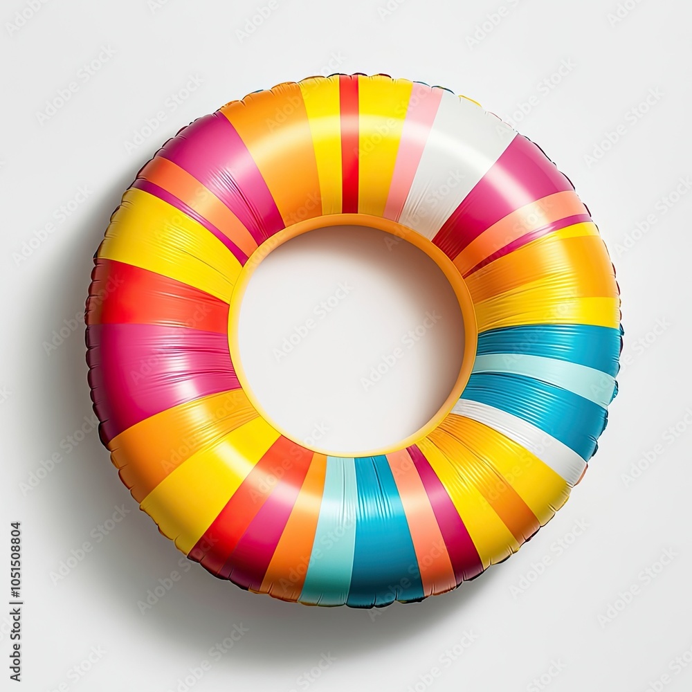 Obraz premium Vibrant Swim Ring on White Background