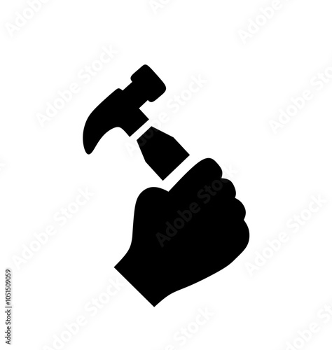 hand holding a hammer