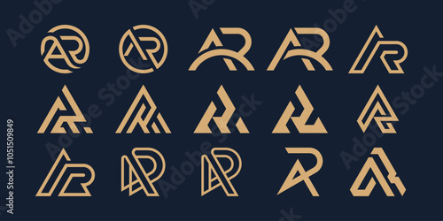 Set of Monogram Initial Letter AR RA, Design Logo Inspiration 