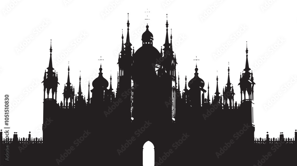 Naklejka premium Cathedral silhouette isolated in White background