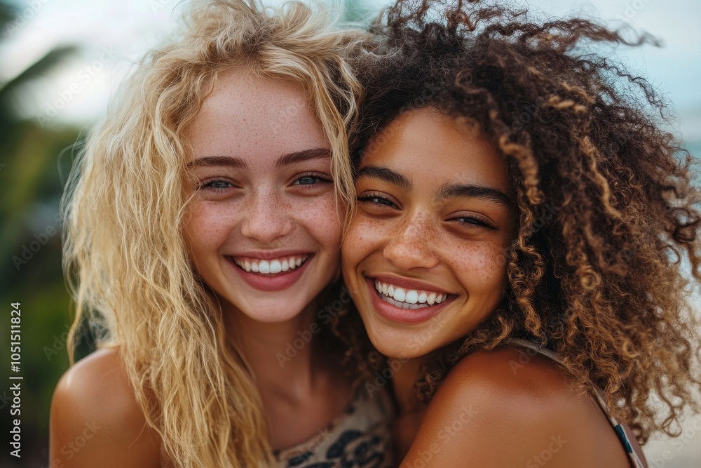 Female friends piggybacking each other, Generative AI Female friends piggybacking each other, Generative AI