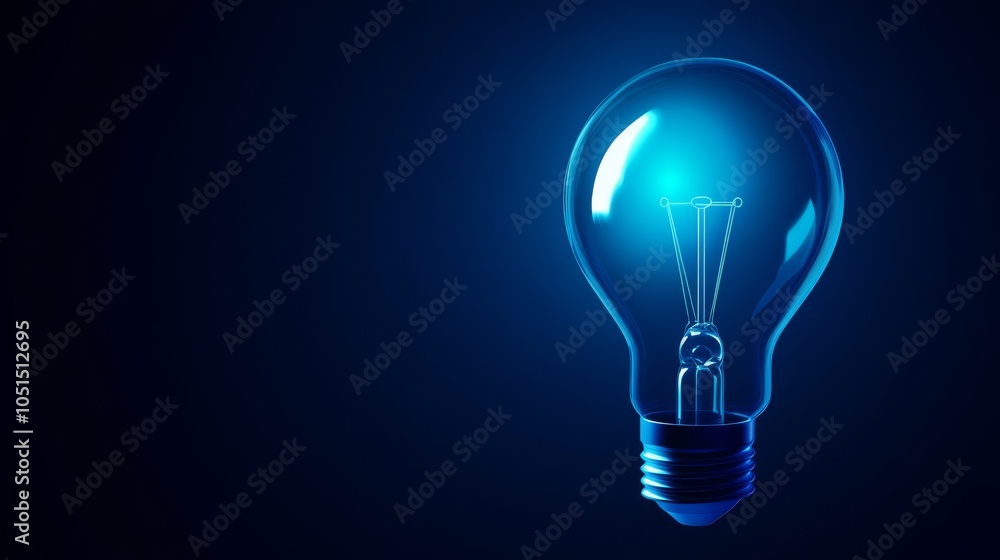 Illuminating Ideas: Blue Glowing Light Bulb on Dark Background Illuminating Ideas: Blue Glowing Light Bulb on Dark Background