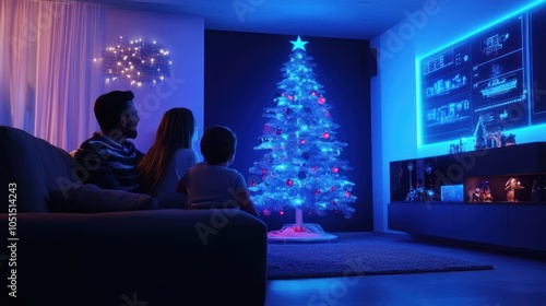 Contemporary family Christmas with tech-infused decor. photo