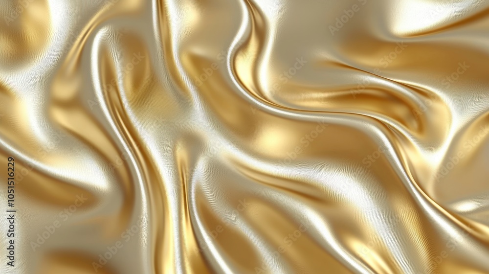 Obraz premium Smooth gold satin fabric with elegant folds and shine, luxury texture, Ai Generation