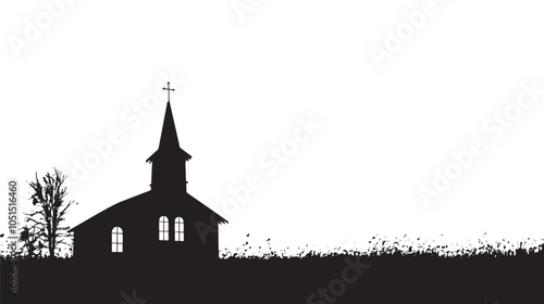 Chapel silhouette isolated in White background