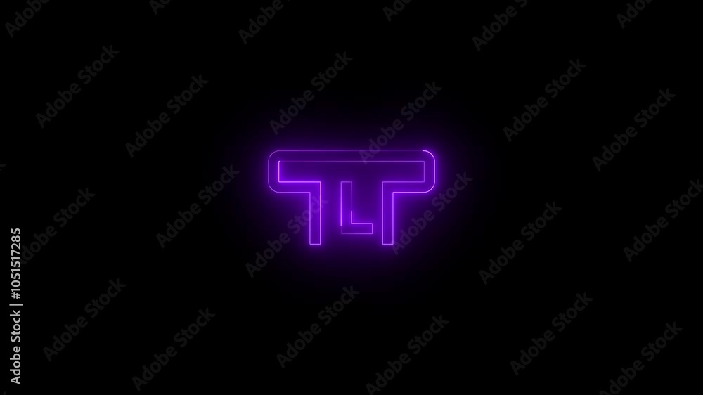 Neon left stick icon glowing black background animation Neon left stick icon glowing black background animation