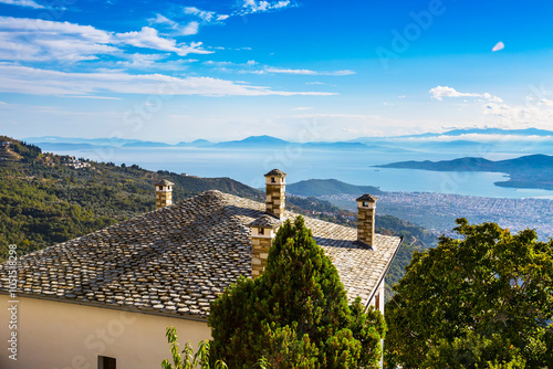 Volos city view from Pelion mount, Greece photo