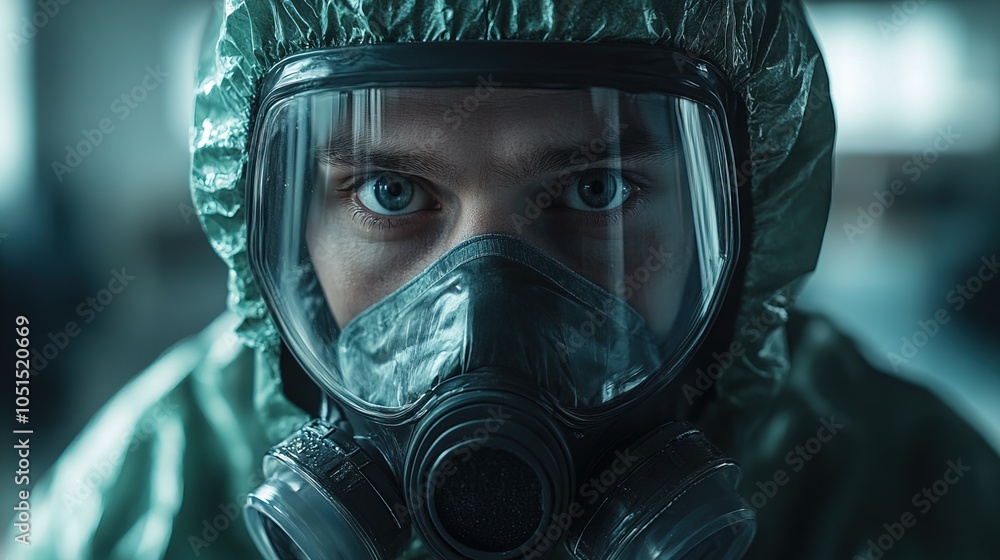 Man Wearing Anti-Radiation Suit Close-Up of Person in Protective Gear Man Wearing Anti-Radiation Suit Close-Up of Person in Protective Gear