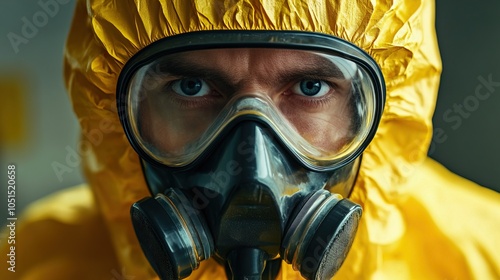 Man Wearing Anti-Radiation Suit Close-Up of Person in Protective Gear