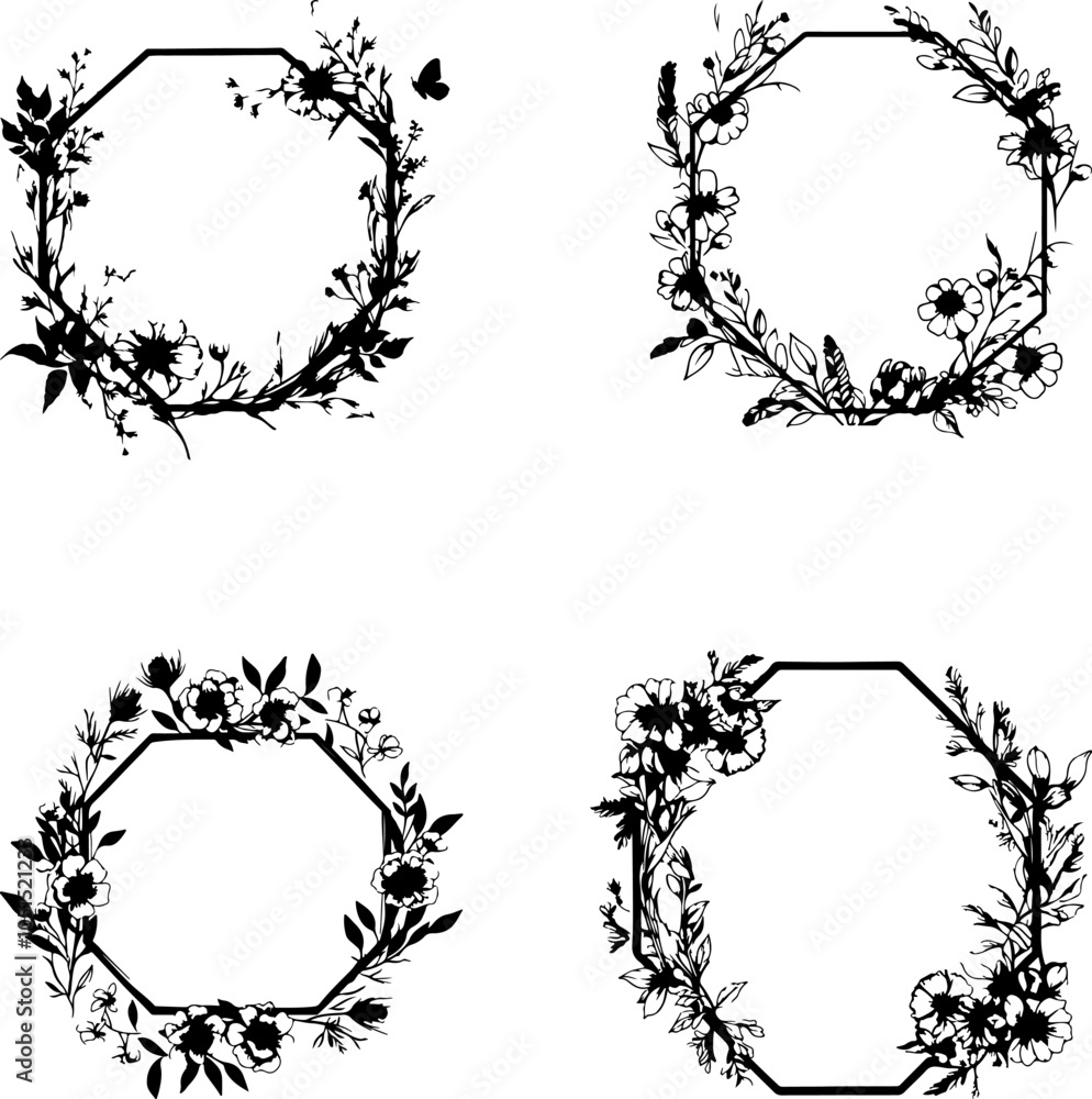 Obraz premium invitation wedding floral&nbsp;invitation wedding greenery&nbsp;invitation wedding modern black and white