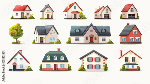 Collection home icons. House symbol. Set of real estate objects, Mortgages, Moving, New Location
