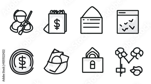 Debt collector line icons, icon set in line style, debt recovery, recovery debt, recovery