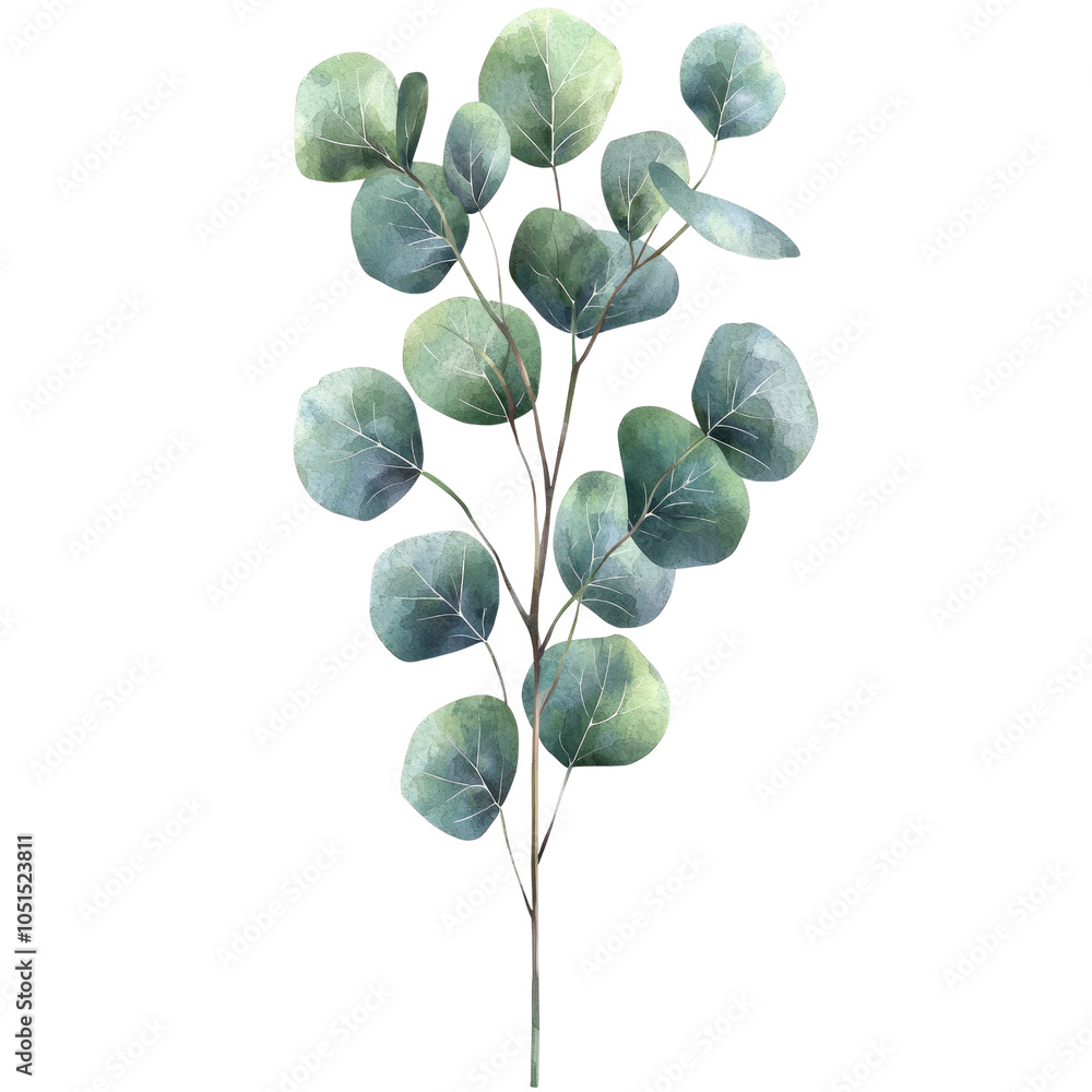 Obraz premium Watercolor Eucalyptus Branch Illustration