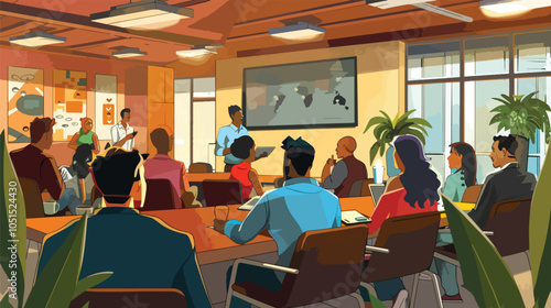 Diverse Office Conference Room Meeting, investment graph 