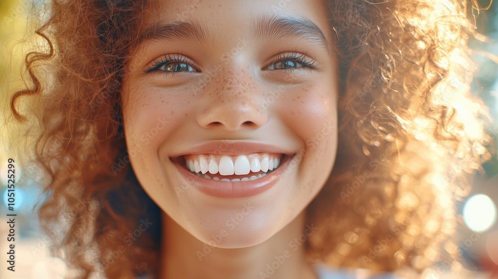 Wide Friendly Smile with White Teeth in Soft Daylight Wide Friendly Smile with White Teeth in Soft Daylight